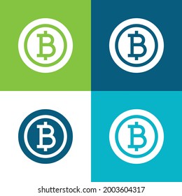Bitcoin Flat cuatro colores mínimo conjunto de iconos