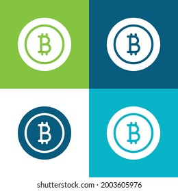 Bitcoin Flat cuatro colores mínimo conjunto de iconos