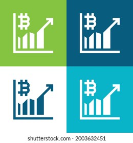 Bitcoin Flat cuatro colores mínimo conjunto de iconos