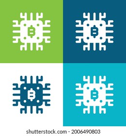 Bitcoin Flat cuatro colores mínimo conjunto de iconos