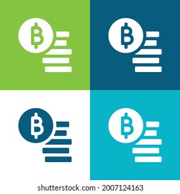 Bitcoin Flat cuatro colores mínimo conjunto de iconos