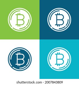 Bitcoin Flat cuatro colores mínimo conjunto de iconos