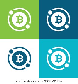 Bitcoin Flat cuatro colores mínimo conjunto de iconos
