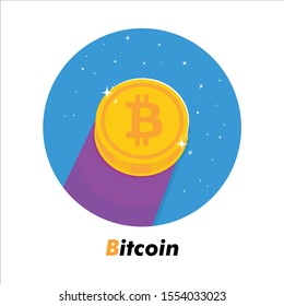 Bitcoin Flat Icon Design Illustration