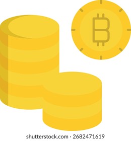 Ilustración de diseño de icono plano de Bitcoin