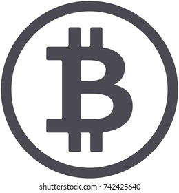 Bitcoin flat icon isolated on white background for using in web projects or mobile applications. Cryptocurrency round symbol. Vector EPS 10