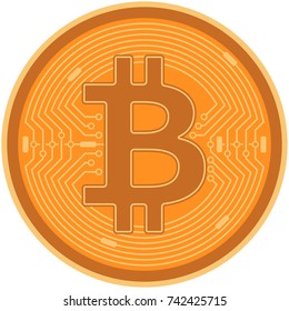 Bitcoin flat icon isolated on white background for using in web projects or mobile applications. Cryptocurrency round symbol. Vector EPS 10