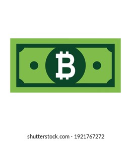 Bitcoin flat icon sign vector. Paper money symbol isolated on white background, Business graphic illustration .