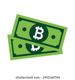 Bitcoin flat icon sign vector. Paper money symbol isolated on white background, Business graphic illustration .