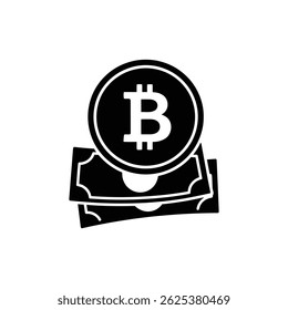 Bitcoin Floating Over Money Bills - Cryptocurrency and Financial Growth