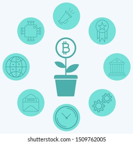Bitcoin flower vector icon sign symbol