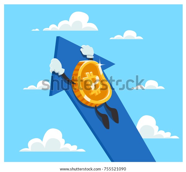Bitcoin Flying On Sky Blue Arrow Stock Vector (Royalty Free) 755521090 ...