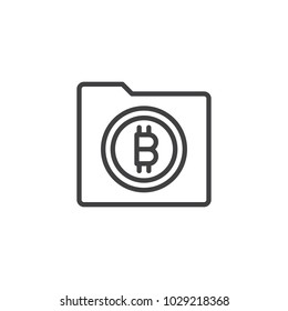 Bitcoin folder outline icon. linear style sign for mobile concept and web design. Cryptocurrency archive simple line vector icon. Symbol, logo illustration. Pixel perfect vector graphics