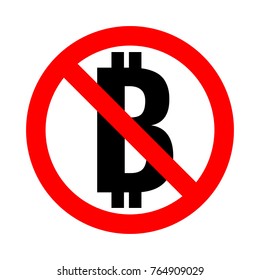 bitcoin forbidden, flat red round sign