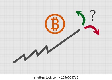 Bitcoin forecast infographic concept Up or Down. Vector illustration.