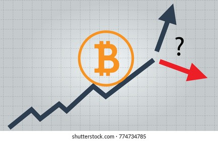 Bitcoin forecast infographic concept - up or down. Vector.