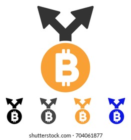 Bitcoin Fork icon. Vector illustration style is flat iconic symbol with black, grey, orange, blue color variants. Designed for web and software interfaces.