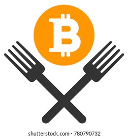 Bitcoin Forks flat vector pictograph. An isolated illustration on a white background.
