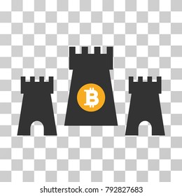 Bitcoin Fortress vector pictograph. Illustration style is flat iconic symbol on a chess transparent background.