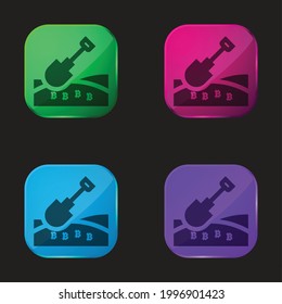 Bitcoin four color glass button icon