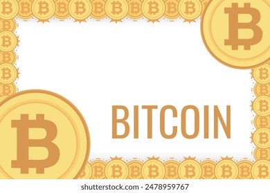 Marco de Bitcoin. Moneda de oro de la criptomoneda. Símbolo de dinero Electrónica. Borde de bitcoin de cadena de bloques.