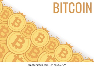 Bitcoin frame. Golden cryptocurrency bit coin. Electronic money symbol. Blockchain bitcoin border.