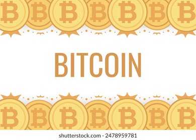 Bitcoin frame. Golden cryptocurrency bit coin. Electronic money symbol. Blockchain bitcoin border.