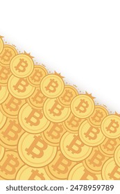 Marco de Bitcoin. Moneda de oro de la criptomoneda. Símbolo de dinero Electrónica. Borde de bitcoin de cadena de bloques.