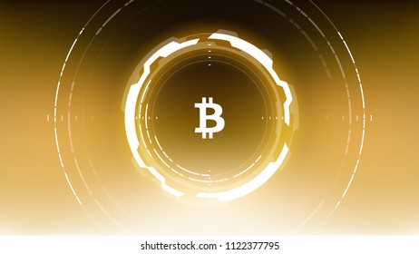 Bitcoin Futuristic Sci-Fi Blockchain Technology Circular HUD Background Digital Illustration