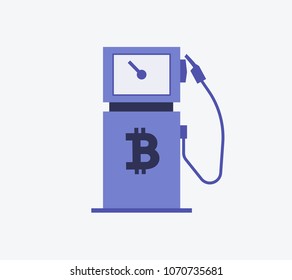 Bitcoin Gas Station symbol Vector illustration style is flat icon symbols in blue color
