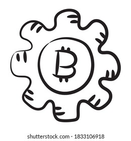 Bitcoin with gear, an icon design of bitcoin management 
