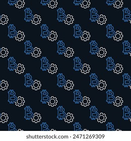 Bitcoin and Gear vector Crypto Currency Settings concept seamless pattern in thin line style