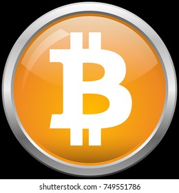 Bitcoin glass button vector illustration