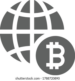 Bitcoin, global investment icon / gray color