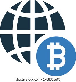 Bitcoin, global investment icon logo