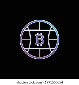 Bitcoin Globe Symbol blue gradient vector icon