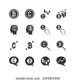 Bitcoin glyph icons set. crypto currency outline elements collection. Vector line icons