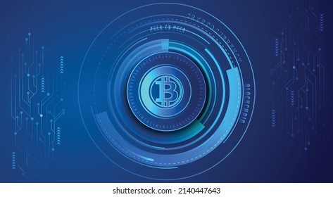 Bitcoin Gold (BTG) bloqueo de cadena cripto moneda cifrado digital, intercambio virtual de dinero. Modelo de diseño de banner y fondo de ilustración de vector de red global de tecnología. Futurista negociación web