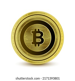 Bitcoin Gold (BTG) coin gold 3D Vector illustration. isolated on white background.  Symbol of business modern gold, money. Cryptocurrency blockchain (crypto currency) alternative currency. 