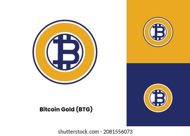 Bitcoin Gold (BTH) currency cryptocoin logo symbol vector illustration. Blockchain based coin design. 