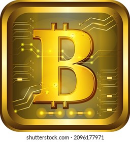 Bitcoin gold button with Futuristic technology background , blockchain technology for cryptocurrency, 3d rendering