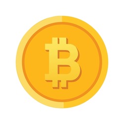 Bitcoin gold coin. Bitcoin cryptocurrency symbol isolated on white background.