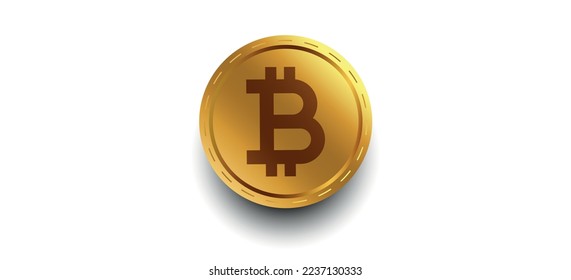 Bitcoin gold coin. Cryptocurrency symbol bitcoin golden coin isolated on white background. Realistic vector illustration.