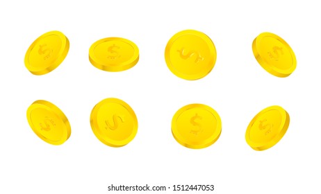 Bitcoin gold coin at different angles for animation vector set Finance money currency illustration