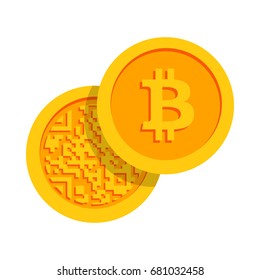 Bitcoin. Gold coin with Bitcoin symbol. Cryptography currency