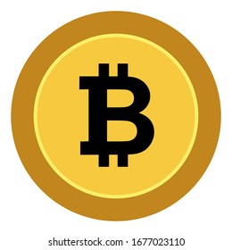 Bitcoin gold coin. Bitcoin symbol in gold coin with a white background for graphic designer logos and web pages. Vector illustration.