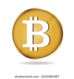 Bitcoin gold coin. Vector bitcoin cryptocurrency symbol isolated on white background.