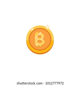Bitcoin gold coin vector flat icon 