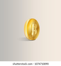 Bitcoin gold coin, vector illustration.