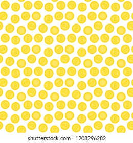 Bitcoin and gold coins, seamless pattern, on a white background, vector